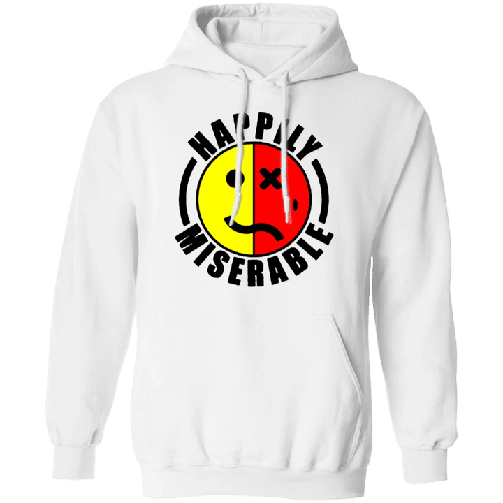 Julian Edelman Happily Miserable Hoodie Graphic Funny Tees Unique Gifts For Baseball Fans