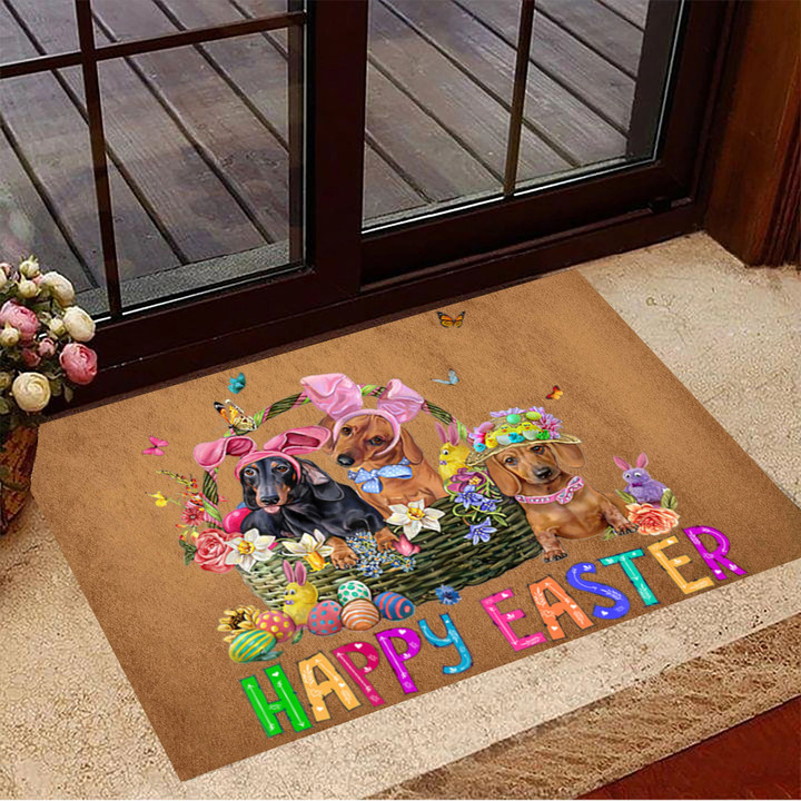 Dachshunds Happy Easter Doormat Funny Pun Indoor Outdoor Decor Gift For Wiener Dog Lovers