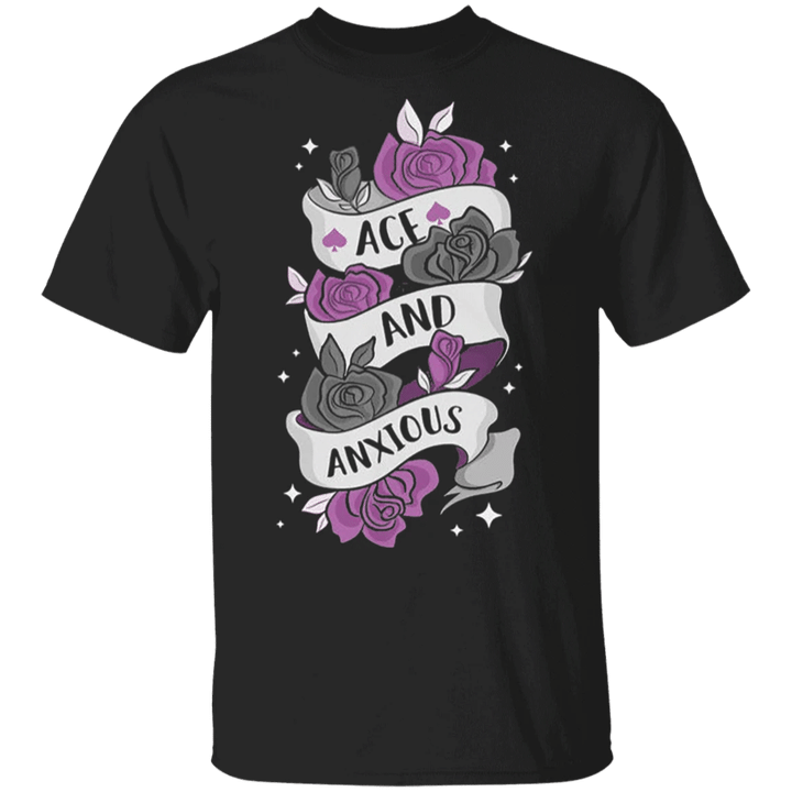 Asexual Shirt Ace And Anxious LGBT Funny Tees Asexual Pride Ace Flag T-Shirt