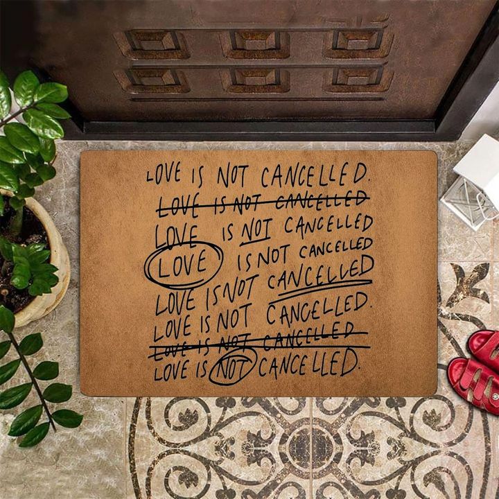 Love Is Not Cancelled Doormat Double Door Entry Mat Carpet Valentine Doormat Gift