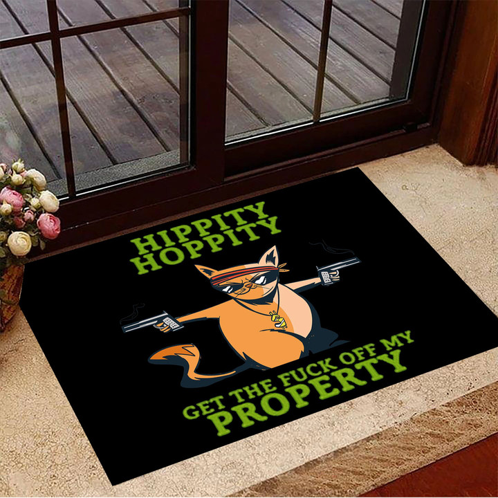Gangster Cat Hippity Hoppity Get Off My Property Doormat Funny Doormat Housewarming Gifts