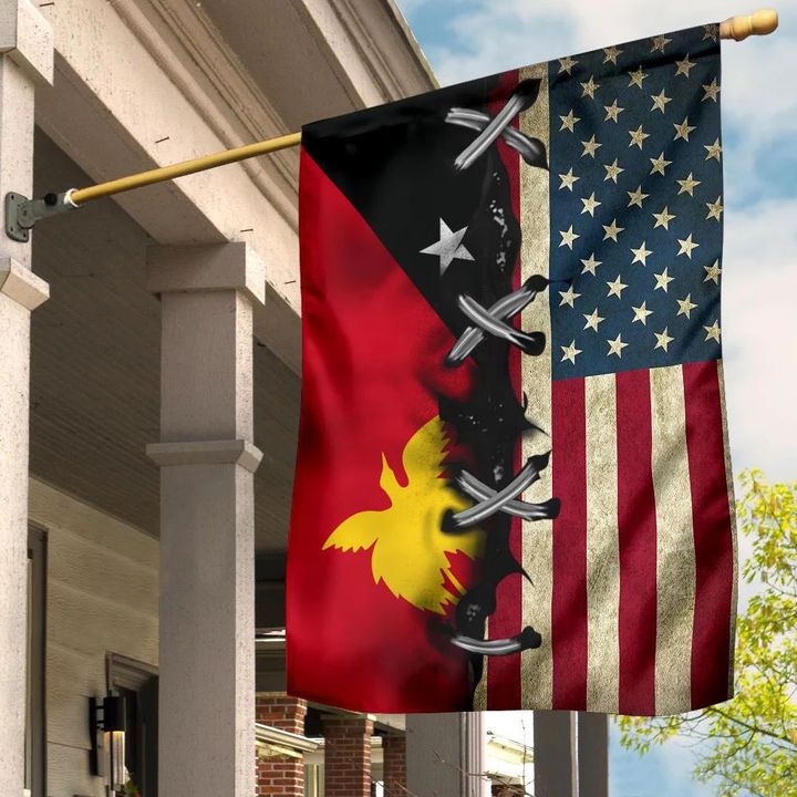 New Guinea Flag And American Flag Papua New Guinea Flag Indoor Outdoor
