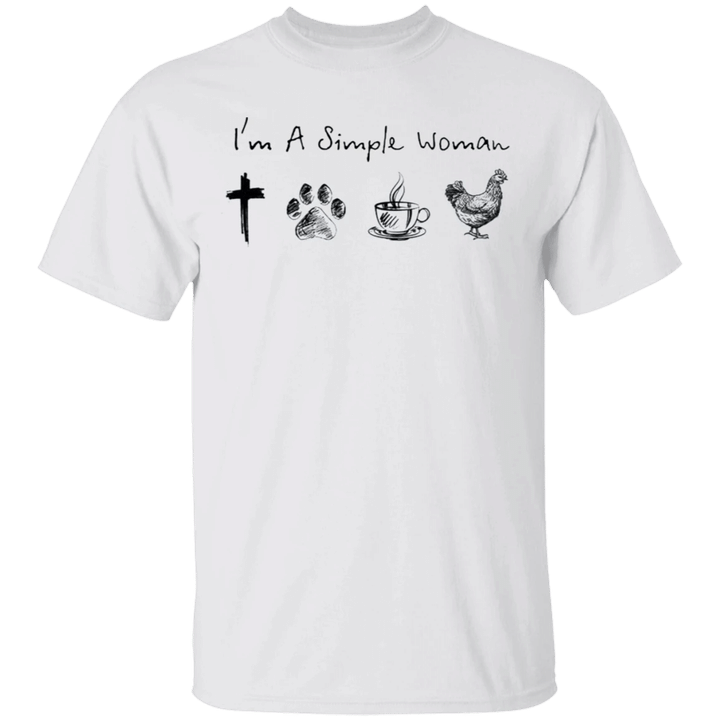 I'm A Simple Woman Shirt Christian Cross Tee Chicken Lover T-Shirt Gift For Coffee Lover