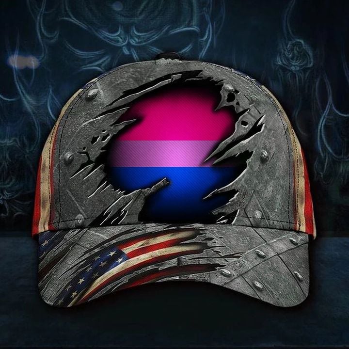 Bisexual Hat 3D Print Vintage USA Flag Cap Bi Pride Merch Bisexual LGBT Gift