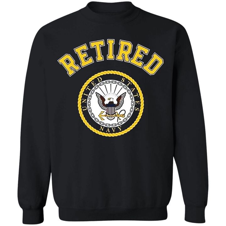Retired Us Navy Sweatshirt Proud American Veteran T-Shirt Memorial Gift For Dad