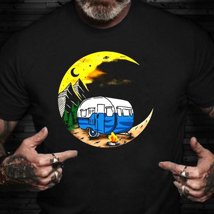 Camping To Moon Shirt Graphic Tee Gifts For Camping Lovers