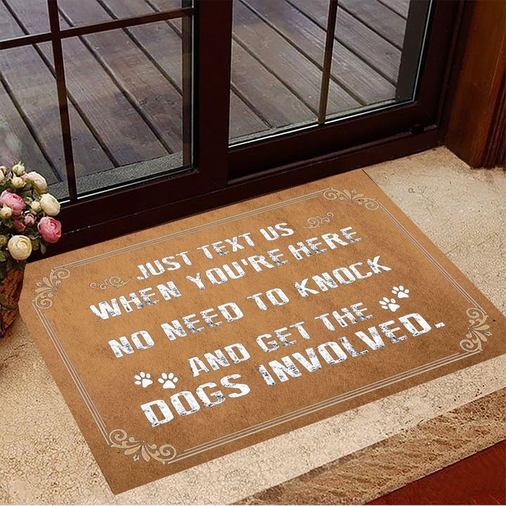 Just Text Us When You're Here No Need To Knock Doormat Vintage Dog Doormat Gifts for Dog Owners