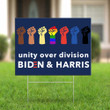 Unity Over Division Biden Harris Yard Sign LGBT Anti Racism Vote Biden Political Lawn Sign
