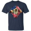 Mexican Heartbeat Inside American Flag T-Shirt American Pride Apparel Fourth Of July Shirt