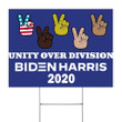 Unity Over Division Biden Harris 2020 Yard Sign Support Liberal Voter Biden Victory Peace Sign
