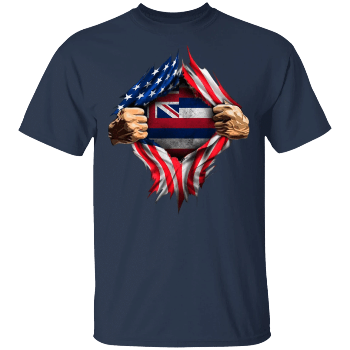 Hawaii Heartbeat Inside American Flag T-Shirt 4th Of July Shirts For Women