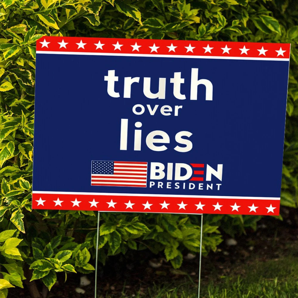 Truth Over Lies Biden President Yard Sign Anti Dump Trump Liberal Vote Biden Harris Merchandise