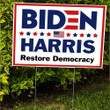 Biden Harris Restore Democracy Yard Sign Democratic Party Vote Biden Campaign President Elect Yard Sign