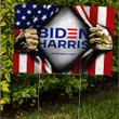 Biden Harris 2020 Yard Sign Inside American Flag For 2020 Presidential Election