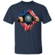 South Dakota Heartbeat Inside American Flag T-Shirt Patriotic Clothing For Men
