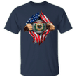 West Virginia Heartbeat Inside American Flag T-Shirt Fourth Of July Shirts For Mens