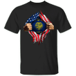 Oregon Heartbeat Inside American Flag T-Shirt Cool 4th Of July Shirts Patriotic