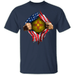 New Mexico Heartbeat Inside American Flag T-Shirt Men's July 4th Patriotic Gifts