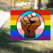 Pride Support Fist Rainbow Yard Sign LGBT Gay Trans Campaign Lawn Signs