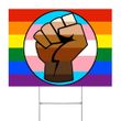 Pride Support Fist Rainbow Yard Sign LGBT Gay Trans Campaign Lawn Signs