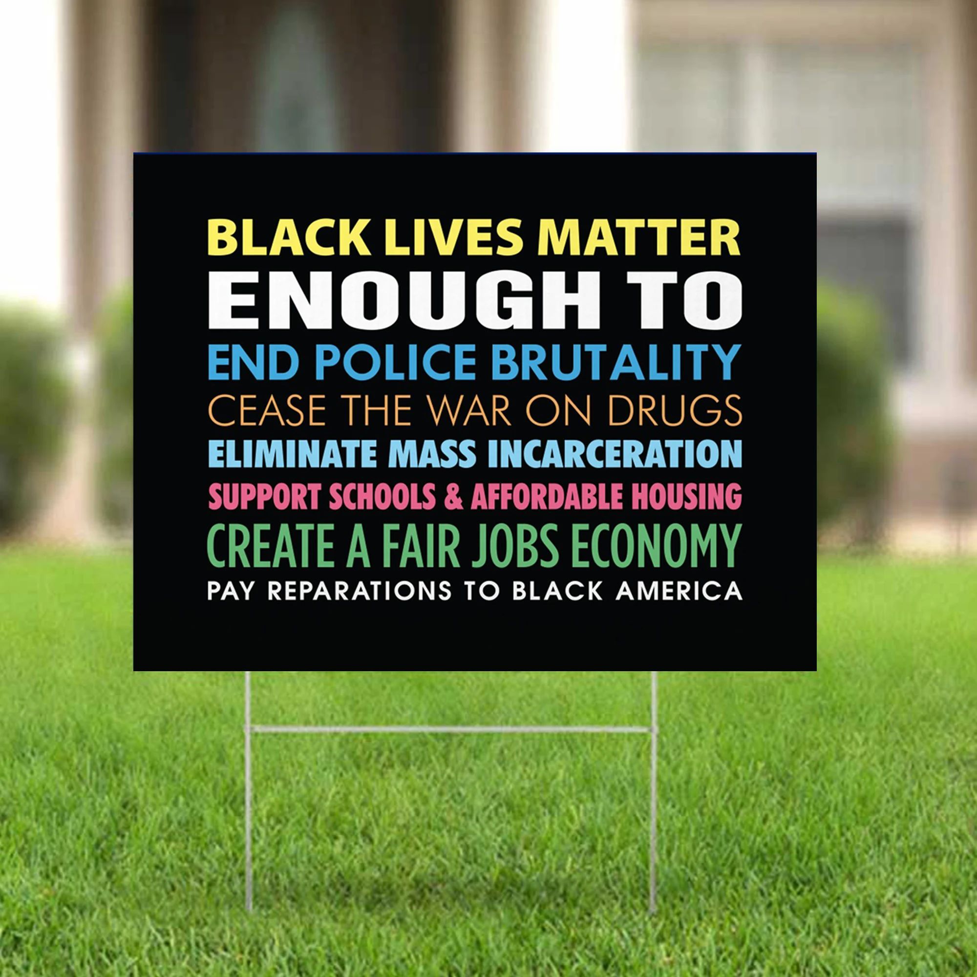 Black Lives Matter Yard Sign Support BLM End Police Brutality Anti Racism Sign Decor