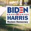 Biden Harris Restore Democracy Lawn Sign Democratic Party Go On For Joe Biden Victory Election