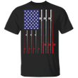 Fishing Rod American Flag T-Shirt Funny Fish Hunting Shirt For Patriot Gift For Fisherman