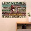 Son To My Dad Vintage Poster Wall Decoration Motorcycle Father's Day Gift To Dad From Son