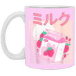Pink Strawberry Milk Mug Retro 90s Japanese Kawaii Best Friend Gift Ideas - Pfyshop.com