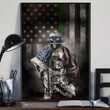 Skull Army Soldier Thin Blue Line Poster Wall  Patriotic Honor Military Army Veteran Gift