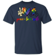 Girls Peace Love Ride LGBT T-Shirt Rainbow Pride Clothes