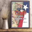 Made In Texas A Long Long Time Ago Poster Vintage Texas Map Art Texan Poster Wall Decor