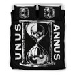Camp Unus Annus Bedding Set Skull Hourglass Half And Half Official Unus Annus Merch Duvet Sets - Pfyshop.com