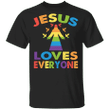 Jesus Loves Everyone LGBT Pride T-Shirt Christian Easter Shirt For LGBT Gift For Him Her - Pfyshop.com