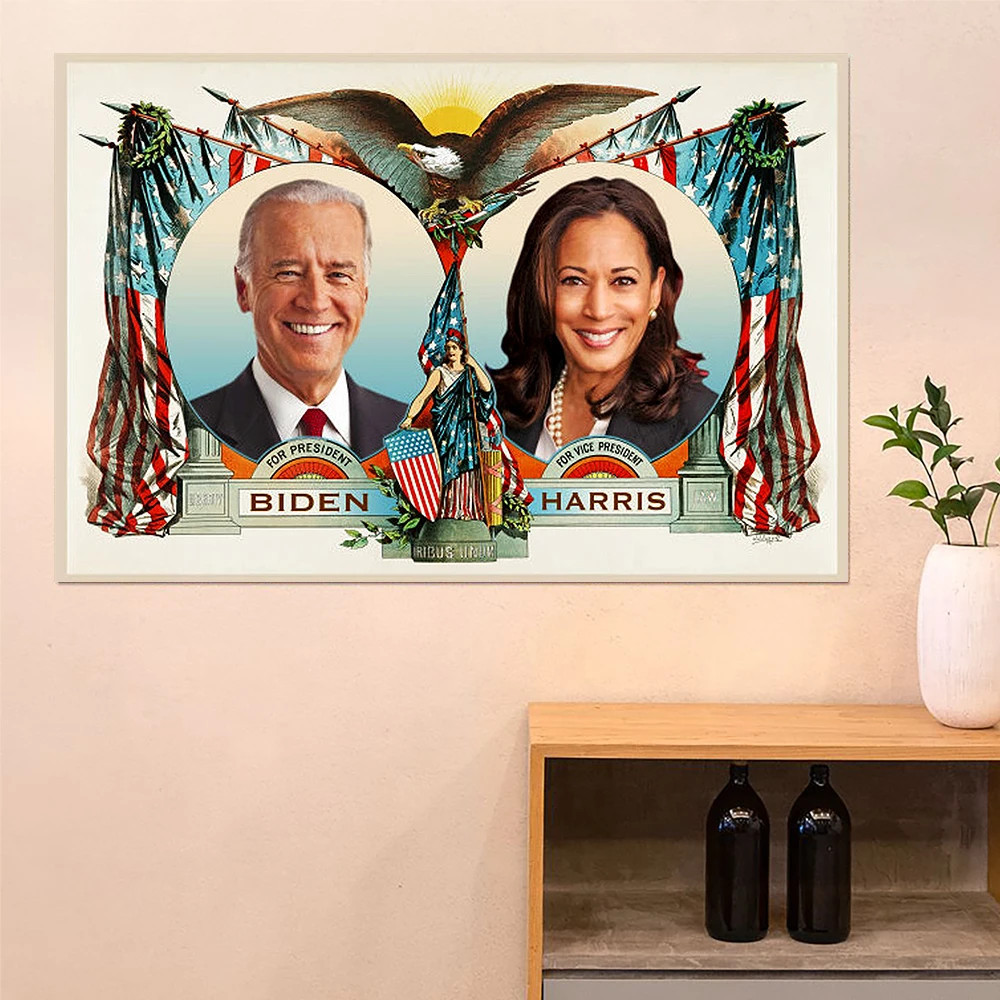 Joe Biden And Kamala Harris Historic Theme Poster Wall Hanging Decor