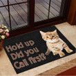 Cat Hold Up Did You Call First Doormat Cute Welcome Mats Gift For Cat Lover Mockup