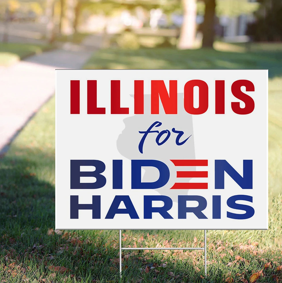 Illinois For Biden Harris Yard Sign Illinois Vote Biden For President Sign For Democrat Voters
