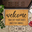 Shoes Off Doormat Welcome Door Mat Take Off Your Shoes And Stay Awhile Inside Outside Door Mat