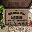 Bienvenue Chez Sandrine Doormat Funny Welcome French Doormat Indoor Outdoor