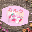 Pink Strawberry Milk Cloth Face Mask Retro 90s Japanese Kawaii Cute Baby Girl Gifts - Pfyshop.com