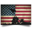 Iwo Jima Flag American Poster U.S Raised On Iwo Jima Honor Marine Corps War Patriotic Memorial