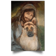 German Shepherd With Jesus Poster Christian Religious Wall Decor Easter Gift For Him - Pfyshop.com