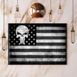 Punisher Skull Black American Flag Poster Old Retro U.S Silver The Punisher Poster Indoor