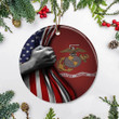 U.S Marine Corps Inside American Flag Ornament 4th Of July Outdoor Decorations
