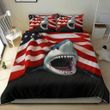 Shark American Flag Bedding Set Unique Patriotic Shark Comforter Set Queen