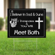 I Believe In God And Guns Yard Sign Funny Lawn Sign Garden Decor Gifts For Gun Enthusiasts