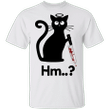Black Cat Hold Blood Knife Hm T-Shirt Funny Halloween Ideas Shirt Creepy Gifts For Cat Lovers