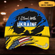 Custom American I Stand With Ukraine Hat USA Support Ukraine Ukrainian Flag Hat Gift For Dad