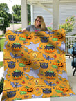Cute Cartoon Halloween Seamless Pattern Orange Blanket 2023 Halloween Home Decor Blankets