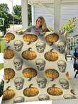 Halloween Seamless With Skulls And Pumpkins Blanket Throw Blanket For Sofa Halloween Gifts